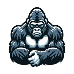 muscle gorilla ape monkey mascot design logo vector illustration isolated on white background