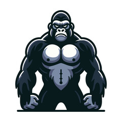 muscle gorilla ape monkey mascot design logo vector illustration isolated on white background