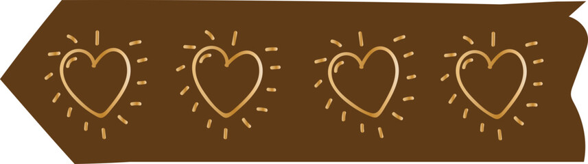 Heart washi tape on transparent background.