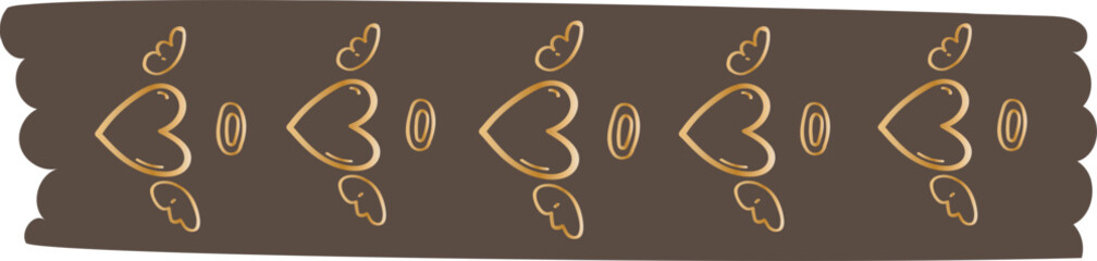 Heart washi tape on transparent background.