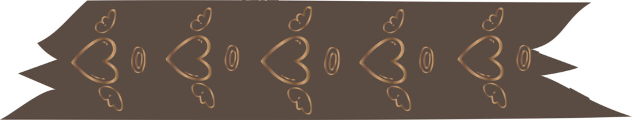 Heart washi tape on transparent background.