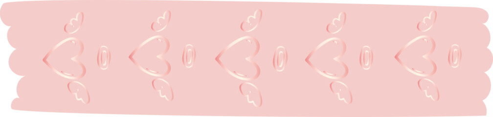 Heart washi tape on transparent background.