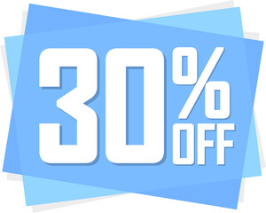 Sale 30% off, discount tag on transparent background. Promotion sign for shop or online store, PNG illustration
