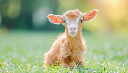 Young goat (Capra aegagrus hircus) standing in the forest, World Wildlife Day celebration, March, concept Animals, generative ai