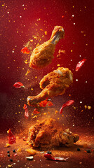 Obraz na płótnie Canvas spicy fried chicken