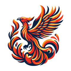Naklejka premium Flying Phoenix Fire Bird abstract Logo design vector illustration. Dove Eagle Logotype concept icon isolated on white background