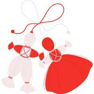 Martisor. Red and white talisman Martenitsa