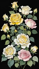 Foto op Canvas pattern with roses, bouquet of roses © CreativeVirginia