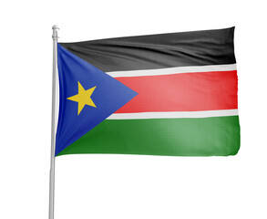 South Sudan national flag on white background.