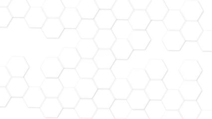 Fotobehang Abstract White Hexagonal Background. Abstract white honeycomb vector wallpaper with a hexagonal grid. technology mesh cell seamless pattern. © Song Long