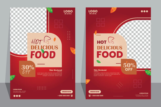 Naklejki Food Flyer Template design, restaurant food flyer, fast food template vector illustration. 