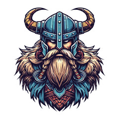 Viking head face vector illustration template, suitable for t shirt design, logo design, tattoo many more. Design isolated on white background