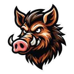 wild beast animal hog boar pig head face mascot design vector illustration, logo template isolated on white background