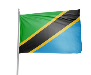 Tanzania national flag on white background.