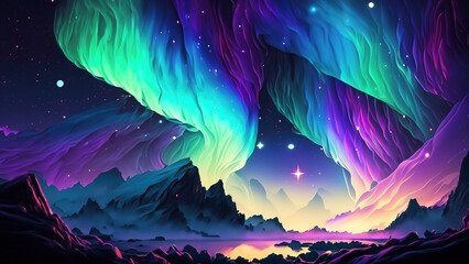 Space aurora wallpaper 4k illustration