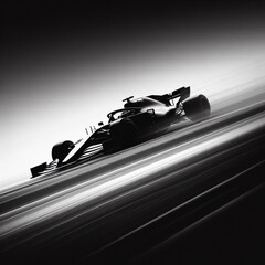 Racecar silhouette with motion blur. - obrazy, fototapety, plakaty