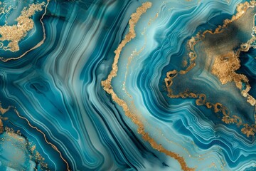 Blue and gold marble background. - obrazy, fototapety, plakaty