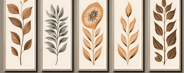Fotobehang Set of contemporary collage botanical minimalist wall art poster  © Huster