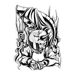 ilustration rider helmet with satan theme style.