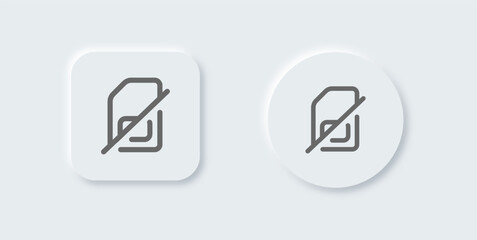No sim line icon in neomorphic design style. Lost connection signs vector illustration.