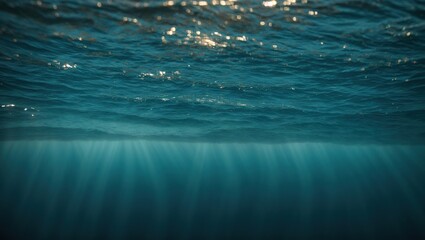  Dark blue ocean surface seen from underwater,