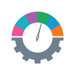 half wheel and pie chart concept. vector half wheel and pie chart and indicator