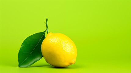Lemon on a solid green background 