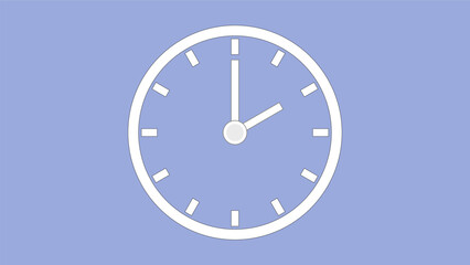 Clock icon 2hr  color code 9BAADD arrow show 2 hour about 12.00 to 2.07. on the  background.