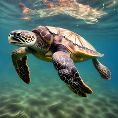 sea turtle swimming in the sea