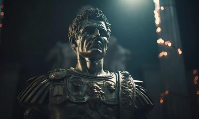 monument to Emperor Caesar on a dark background. Generative AI
