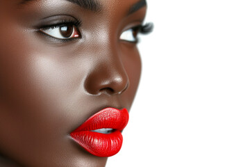 Close-up portrait of a beautiful african woman on a white background.