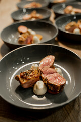 Gourmet roasted duck breast fillet with potato puree