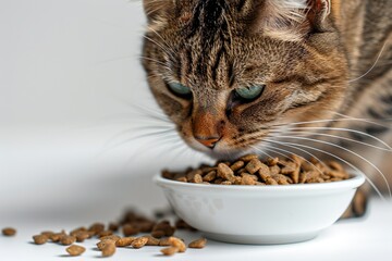 cat in front of  cat food