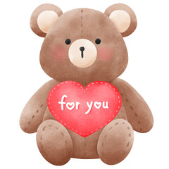 Teddy bear with heart shaped pillow