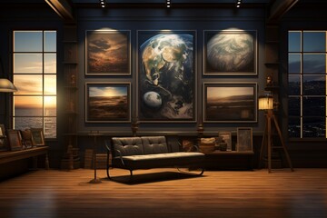 Interior frames were mock-displayed in various settings.