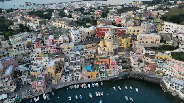 Marina Corricella, the fishing village in Procida, Italy