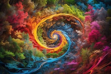 colorful abstract fractal background from tree