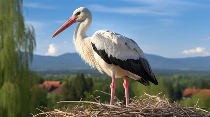 Fototapeta premium stork in the grass