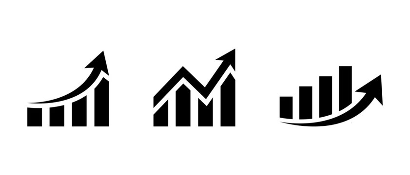 Growing bar chart icon vector. Profit growth sign symbol