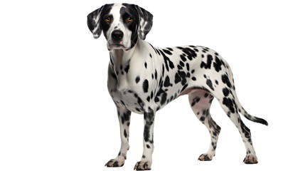 A majestic dalmatian, with its spotted coat and inquisitive snout, stands tall as the embodiment of loyal companionship