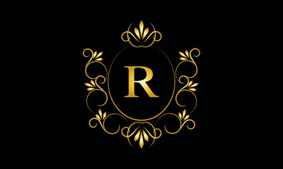 Stylish elegant monogram with initial letter R, elegant modern logo design