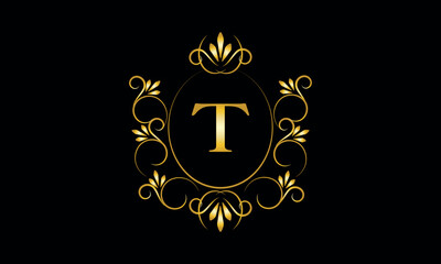 Stylish elegant monogram with initial letter T, elegant modern logo design
