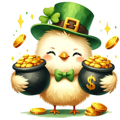 little animal holding a jar of gold