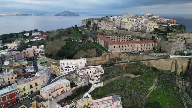 Marina Corricella, the fishing village in Procida, Italy