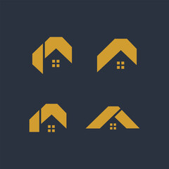 Modern Home Real estate logo, Gold Real Estate Logo. Construction Architecture Building Logo Design Template Element
