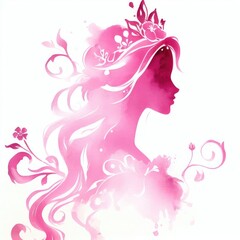Princess silhouette illustration. Fairy tale princess.