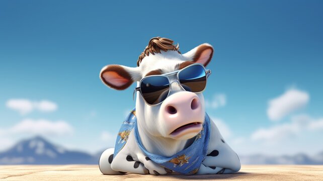 Ultra cartoon fancy cow animal stock photos Ai generated art