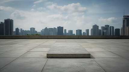 Empty square ground and urban skyline with building background