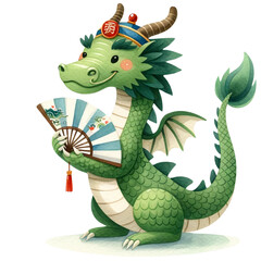 dragon holding a fan