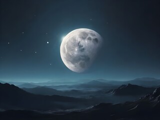 "Silent Serenade: Moonlit Majesty Over the Mountains"